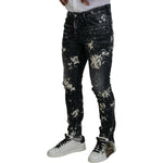 Dsquared² Black Washed White Color Splash Casual Denim Jeans PAN74443-48