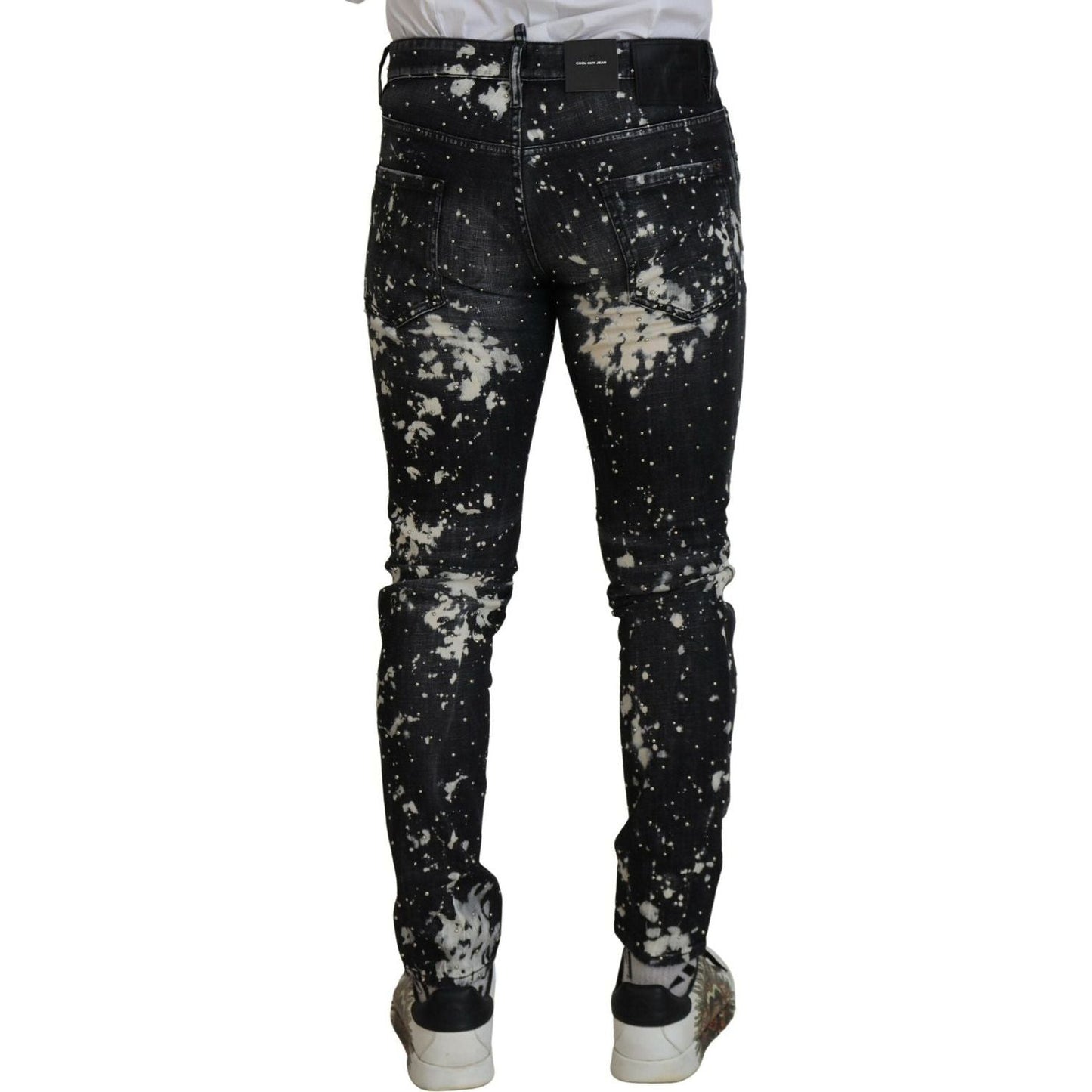 Dsquared² Black Washed White Color Splash Casual Denim Jeans PAN74443-48