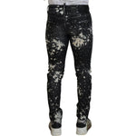 Dsquared² Black Washed White Color Splash Casual Denim Jeans PAN74443-48