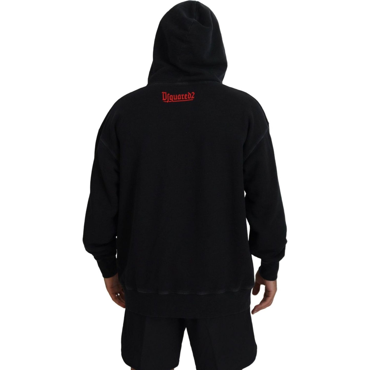Dsquared² Black Cotton Hooded Printed Men Pullover Sweater TSH83479-48