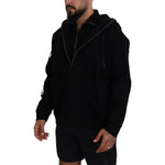 Dsquared² Black Hooded Printed Sleeves Double Zip Sweater TSH83490-48