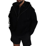 Dsquared² Black Hooded Printed Sleeves Double Zip Sweater TSH83490-48