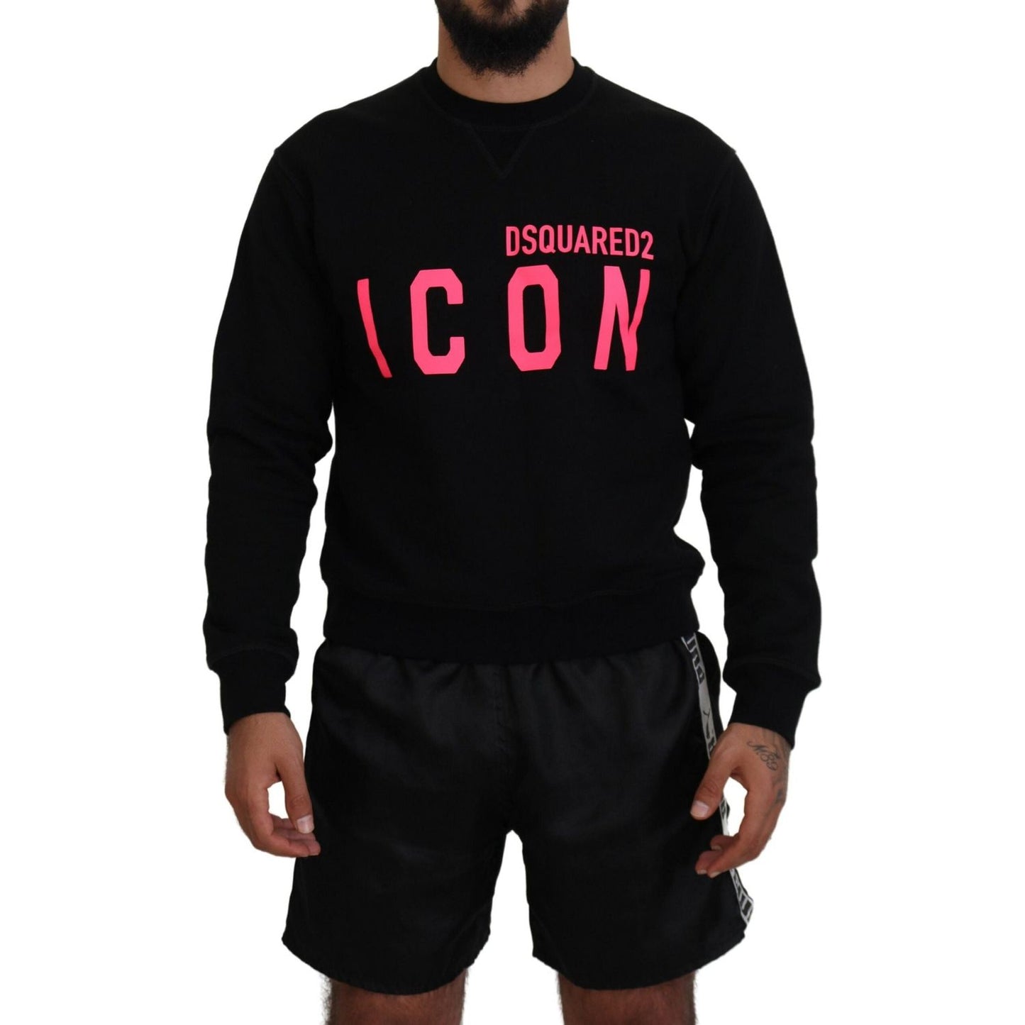 Dsquared² Black Printed Long Sleeves Pullover Sweater TSH83528-48