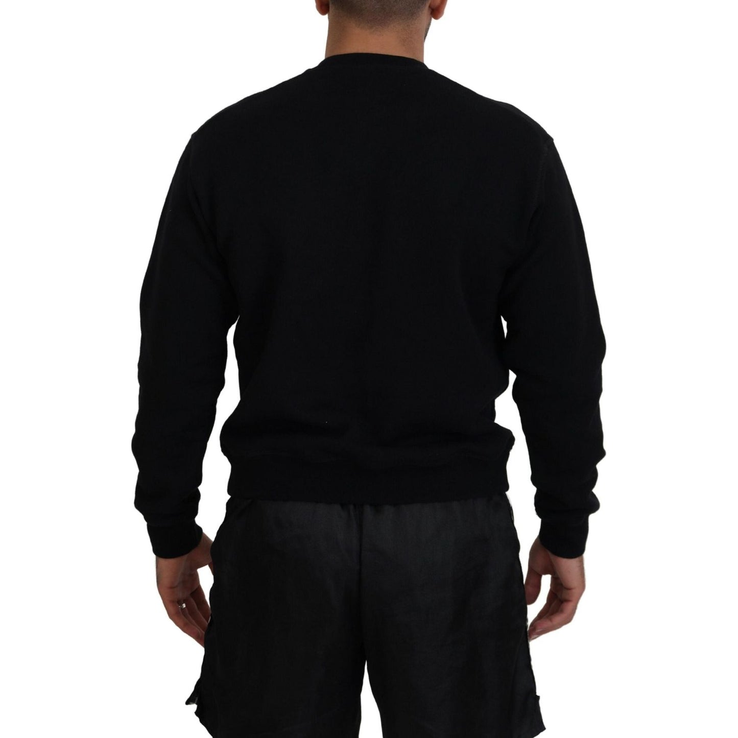 Dsquared² Black Cotton Printed Long Sleeves Pullover Sweater TSH83532-48