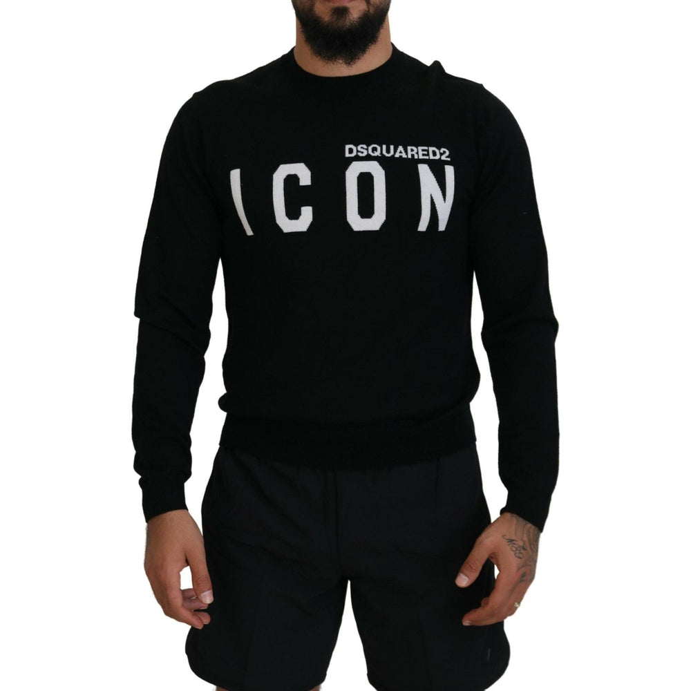 Dsquared² Black Logo Print Long Sleeves Men Pullover Sweater TSH83535-48