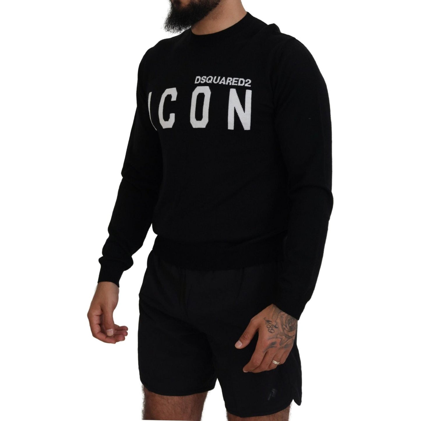 Dsquared² Black Logo Print Long Sleeves Men Pullover Sweater TSH83535-48