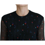Dsquared² Black Floral Silk Long Sleeves Sheath Mini Dress DR28825-38