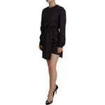 Dsquared² Black Logo Print Long Sleeves A-line Mini Dress DR28838-38