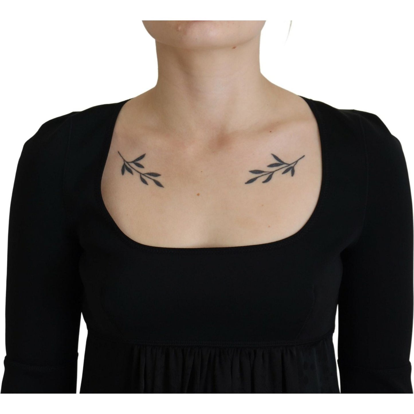 Dsquared² Black Acetate Short Sleeves A-line Sheath Dress DR28840-38
