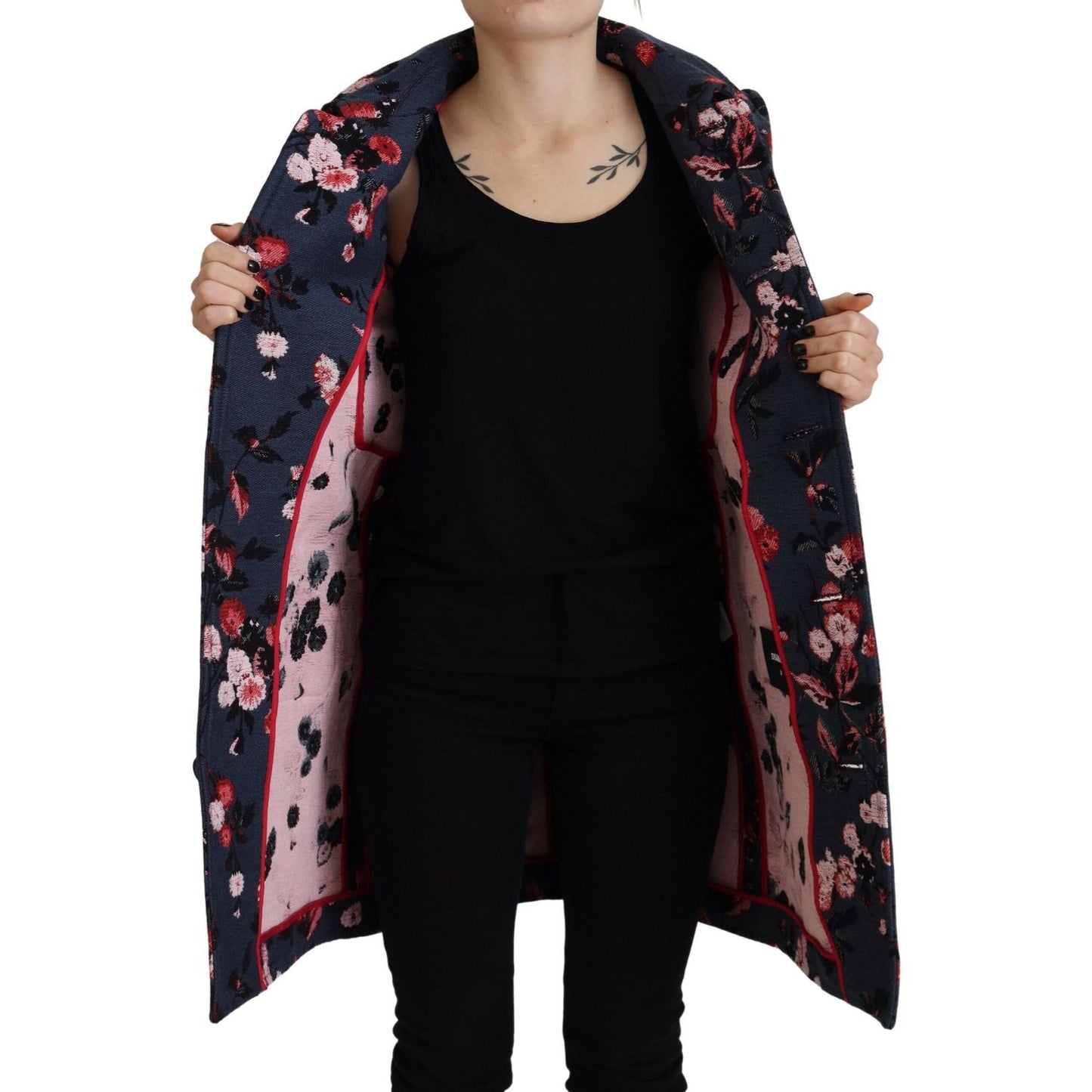 Dsquared² Multicolor Printed Women Long Coat Blazer Jacket JKT3528-38