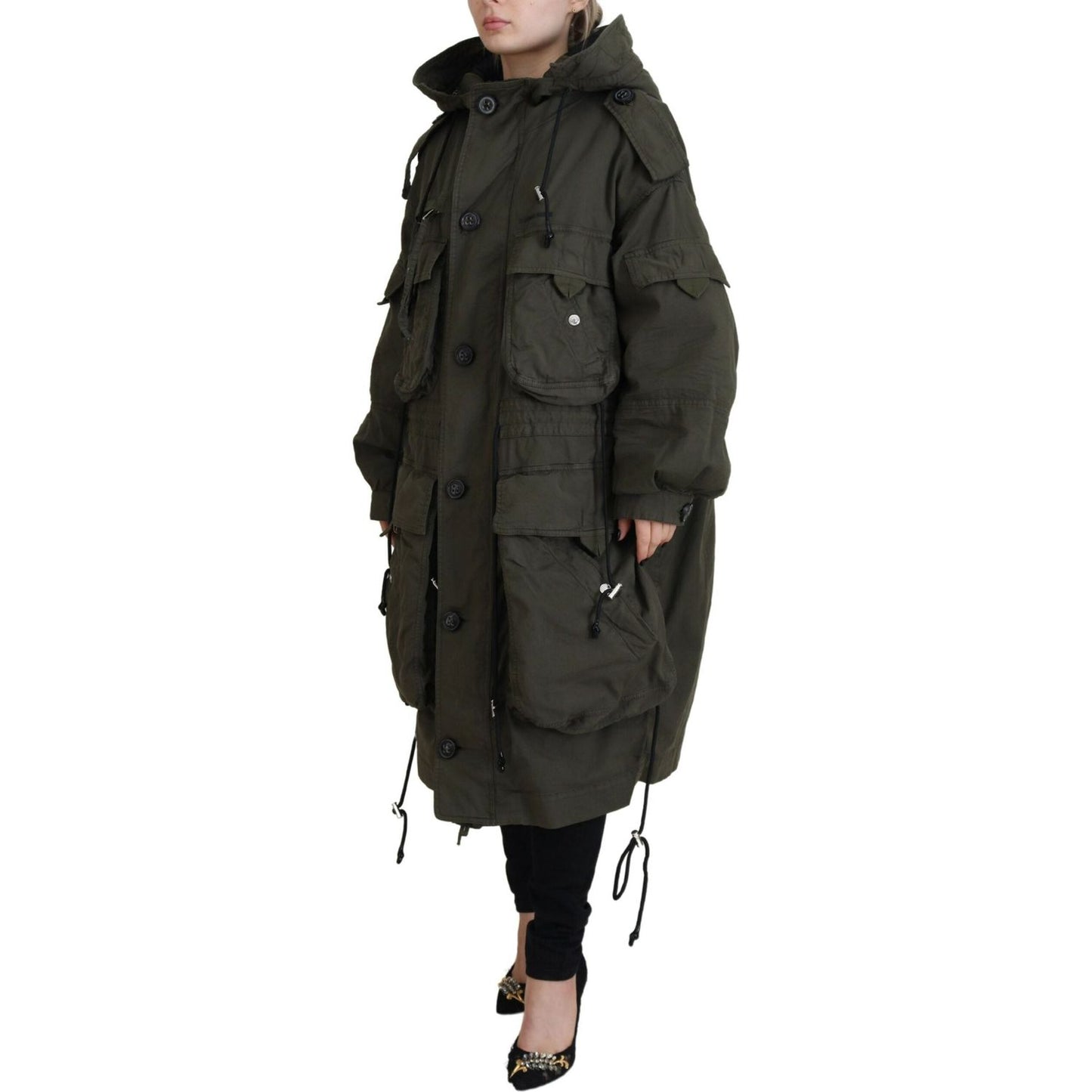 Dsquared² Green Hooded Full Zip Long Parka Coat Jacket JKT3531-38