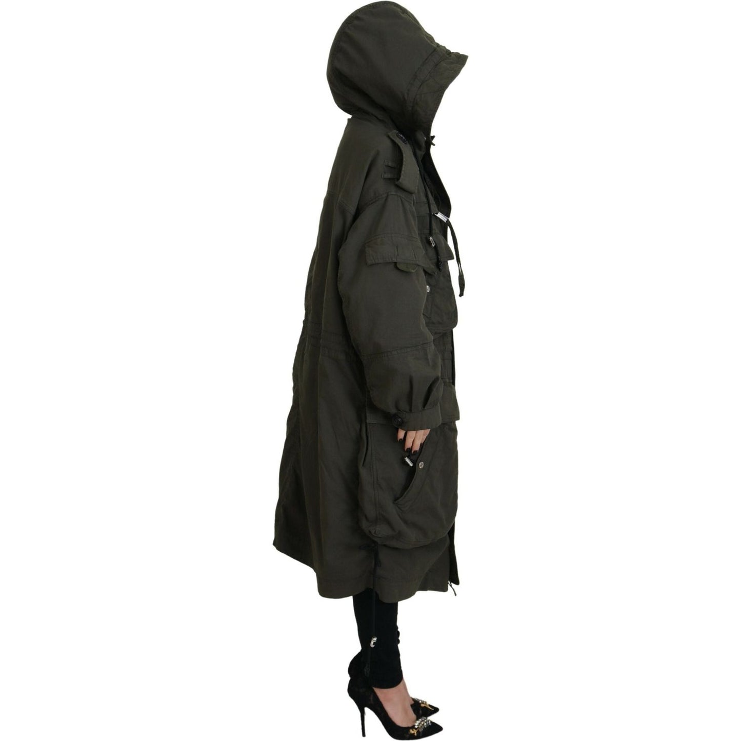 Dsquared² Green Hooded Full Zip Long Parka Coat Jacket JKT3531-38