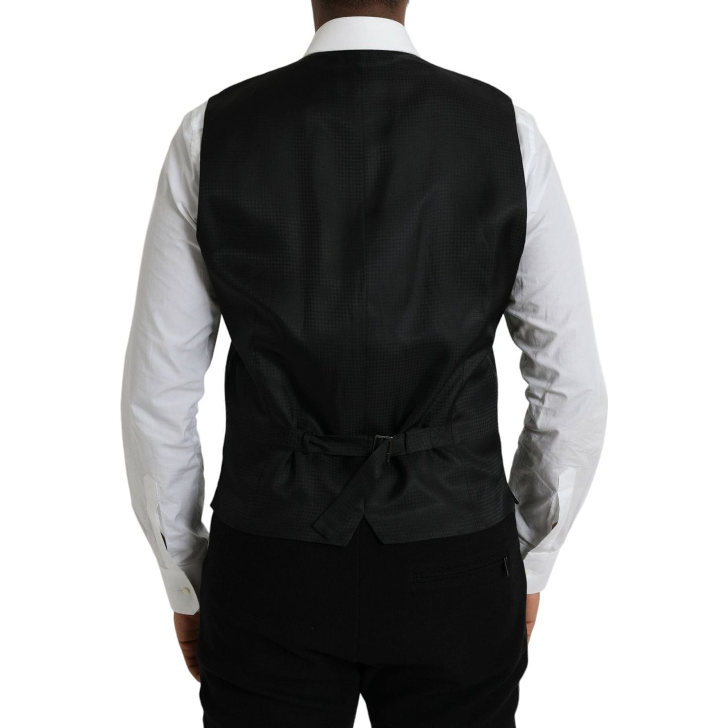Dolce & Gabbana Black Wool Waistcoat Dress Formal Vest TSH851982-52