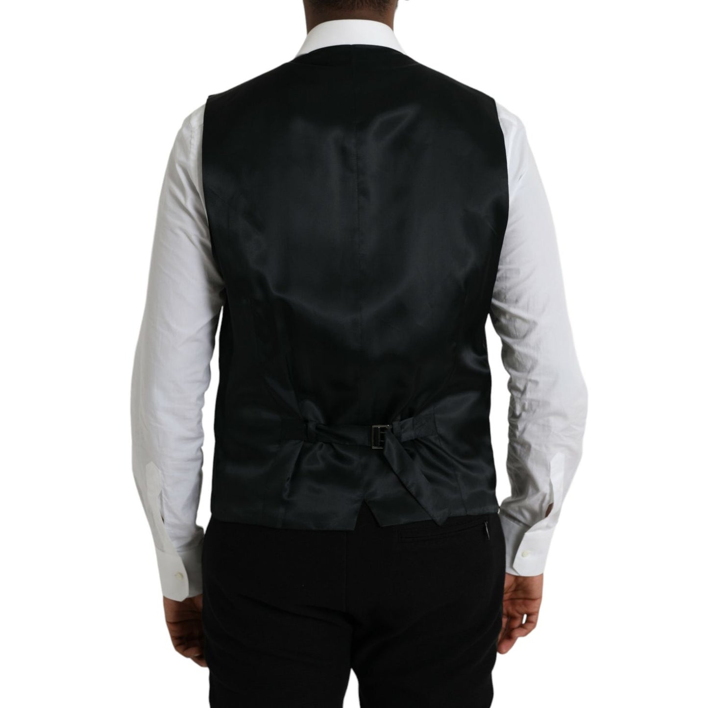 Dolce & Gabbana Black Wool Waistcoat Dress Formal Vest TSH851986-54