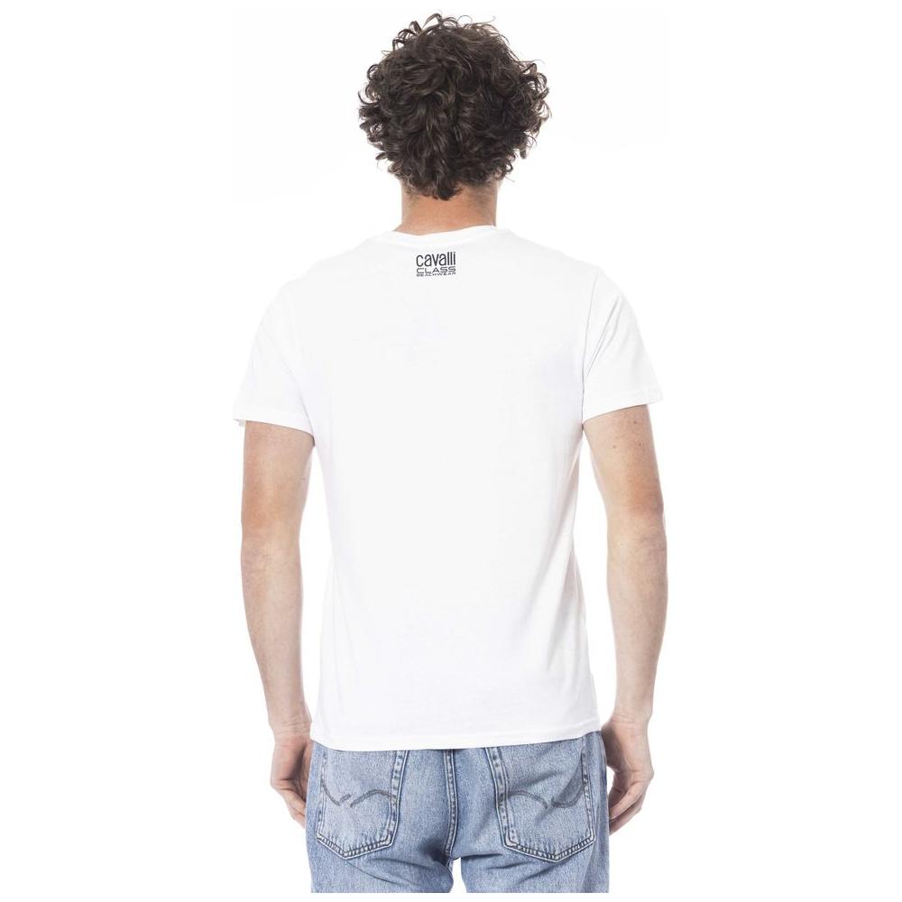 Cavalli Class White Cotton Men T-Shirt