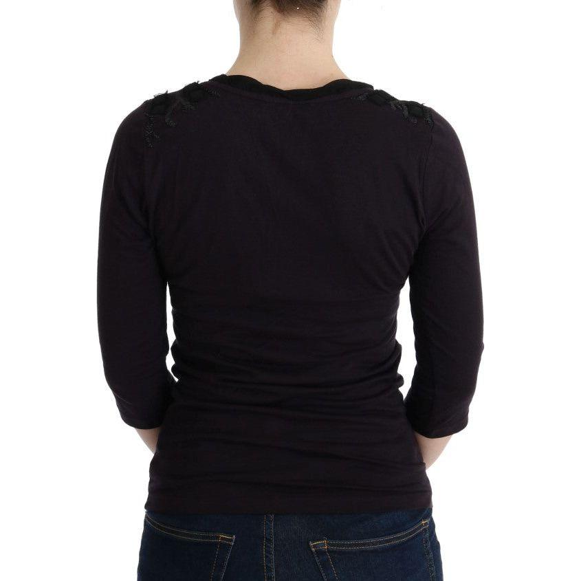 Costume National Purple V-neck Cotton T-shirt TUI10015-1