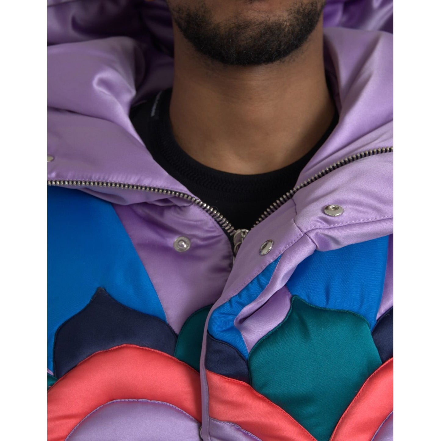 Dolce & Gabbana Multicolor Heart Logo Hooded Puffer Jacket JKT3833-52