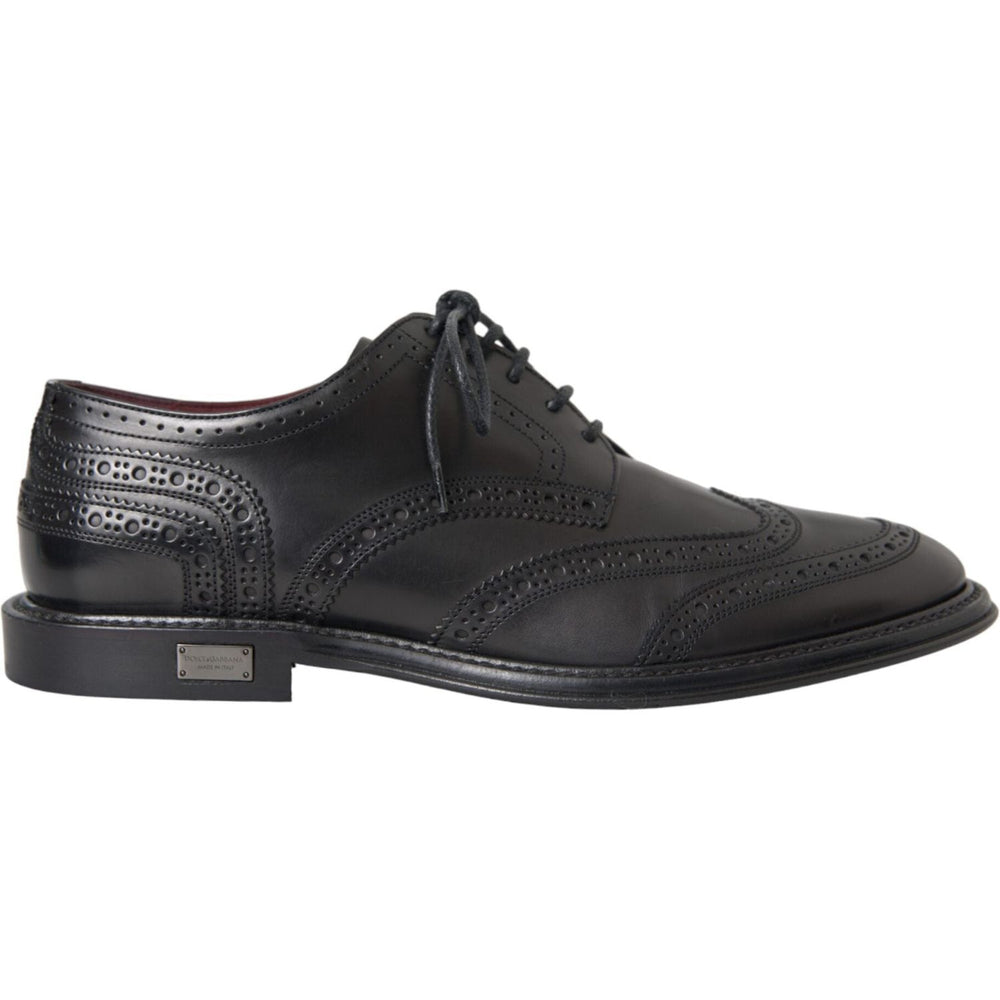 Dolce & Gabbana Black Leather Oxford Wingtip Formal Men Shoes MV5682-41