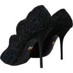Dolce & Gabbana Black Cordonetto Ricamo Pump Open Toe Shoes LA11001-38