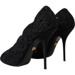 Dolce & Gabbana Black Cordonetto Ricamo Pump Open Toe Shoes LA11181-38