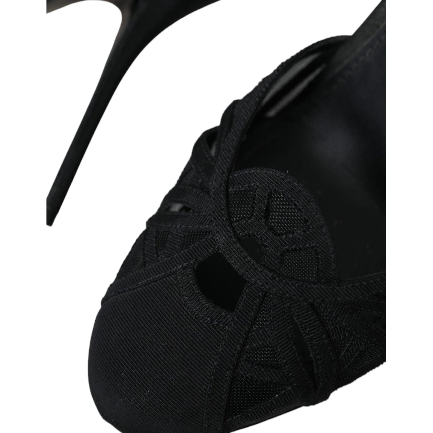 Dolce & Gabbana Black Mesh Ankle Strap Heels Sandals Shoes LA11027-39