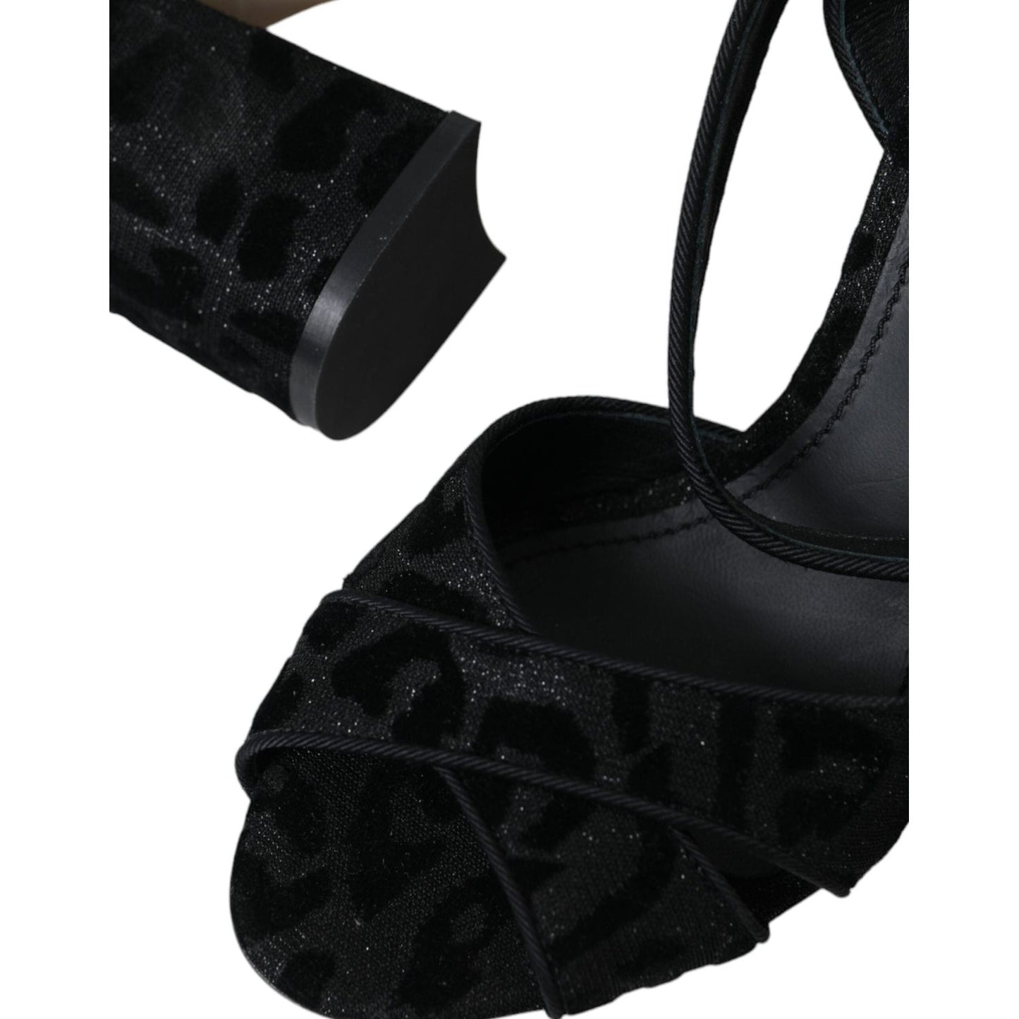 Dolce & Gabbana Black Leopard Suede Heels Sandals Shoes LA11131-36.5
