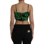 Dolce & Gabbana Black Green Leaf Silk Halter Cropped Top TSH8080-42