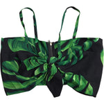 Dolce & Gabbana Black Green Leaf Silk Halter Cropped Top TSH8080-42