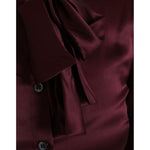 Dolce & Gabbana Maroon Ascot Collar Long Sleeve Top Blouse TSH852004-36