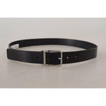 Dolce & Gabbana Black Calf Leather Logo Engraved Metal Buckle Belt BEL8578-85
