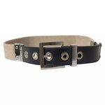 Dolce & Gabbana Black Leather Beige Strap Silver Metal Buckle Belt BEL9096-65