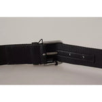 Dolce & Gabbana Blue Black Logo Print Silver Buckle Belt BEL8391-90