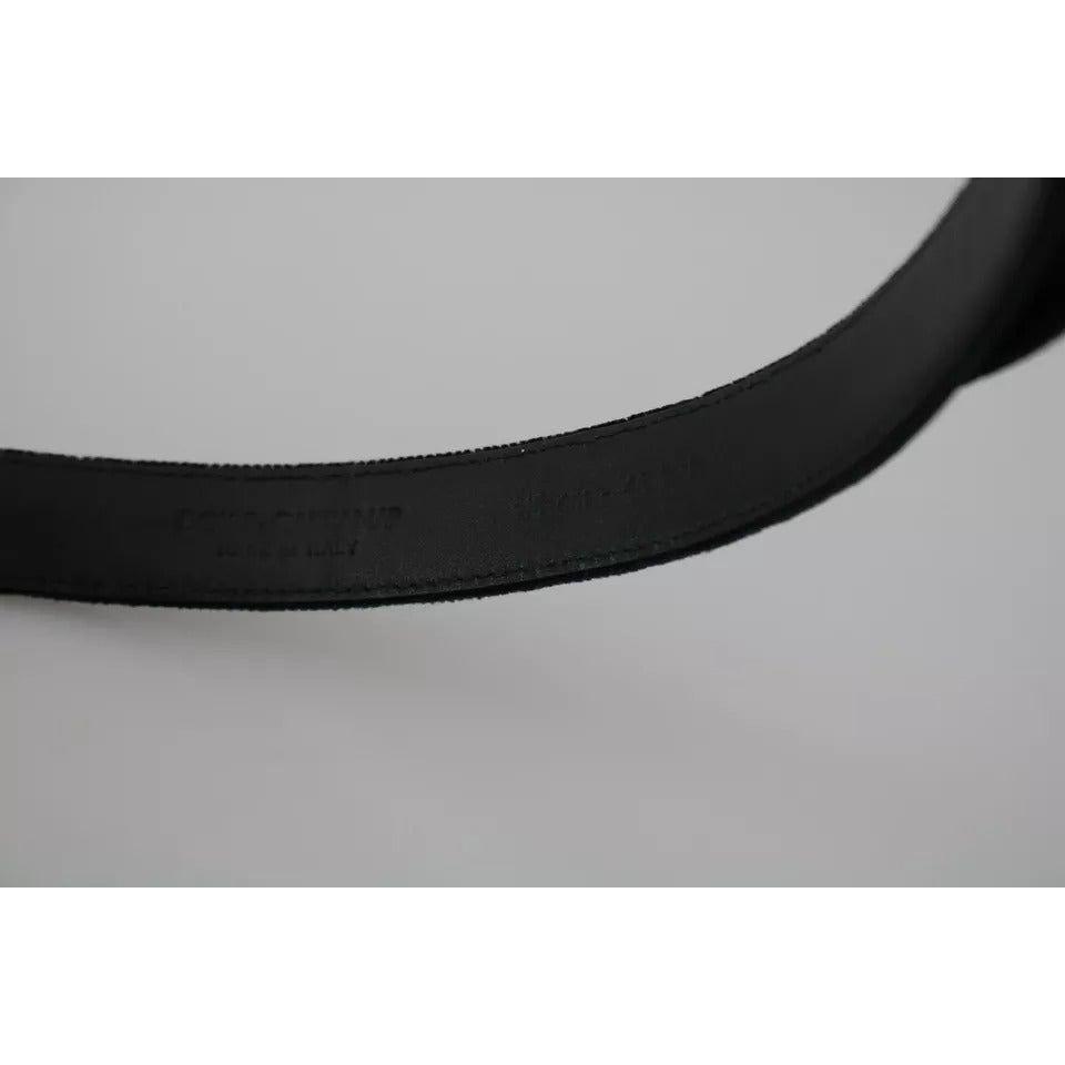 Dolce & Gabbana Black Velvet Leather Silver Buckle Belt BEL60873-95
