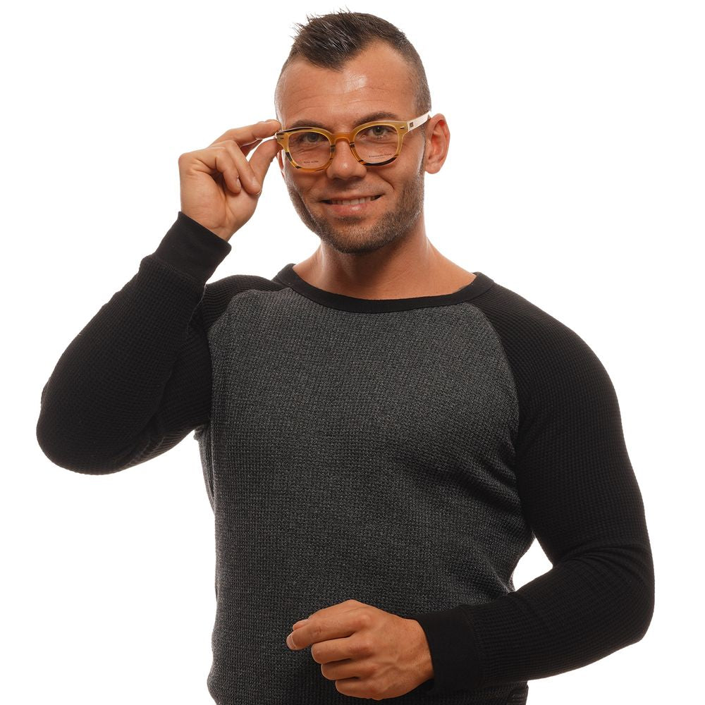 Man wearing Ermenegildo Zegna Multicolor Horn Glasses (Frames) with full-rim round style and spring hinges.