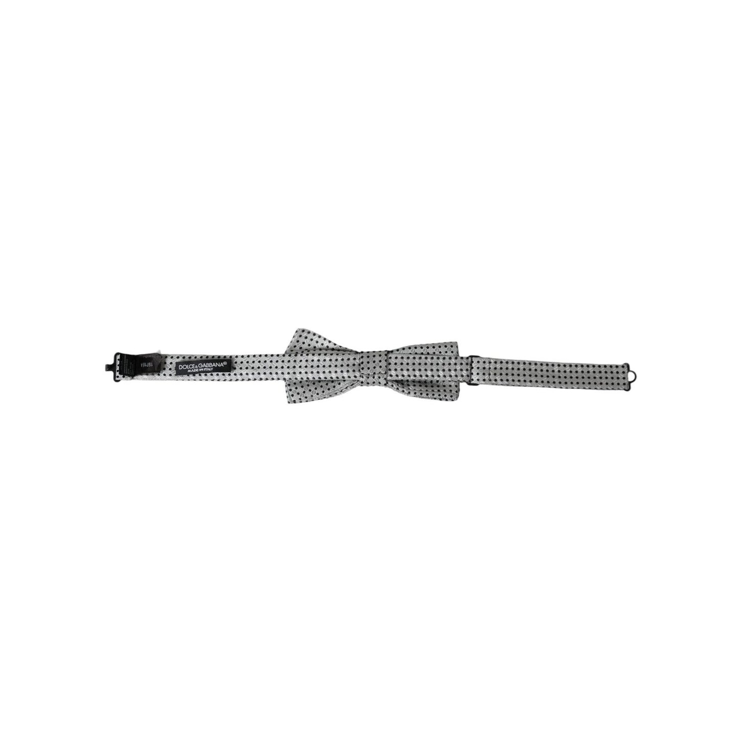 Dolce & Gabbana Gray Silk Polka Dot Adjustable Neck Men Papillon Bow Tie FT3895