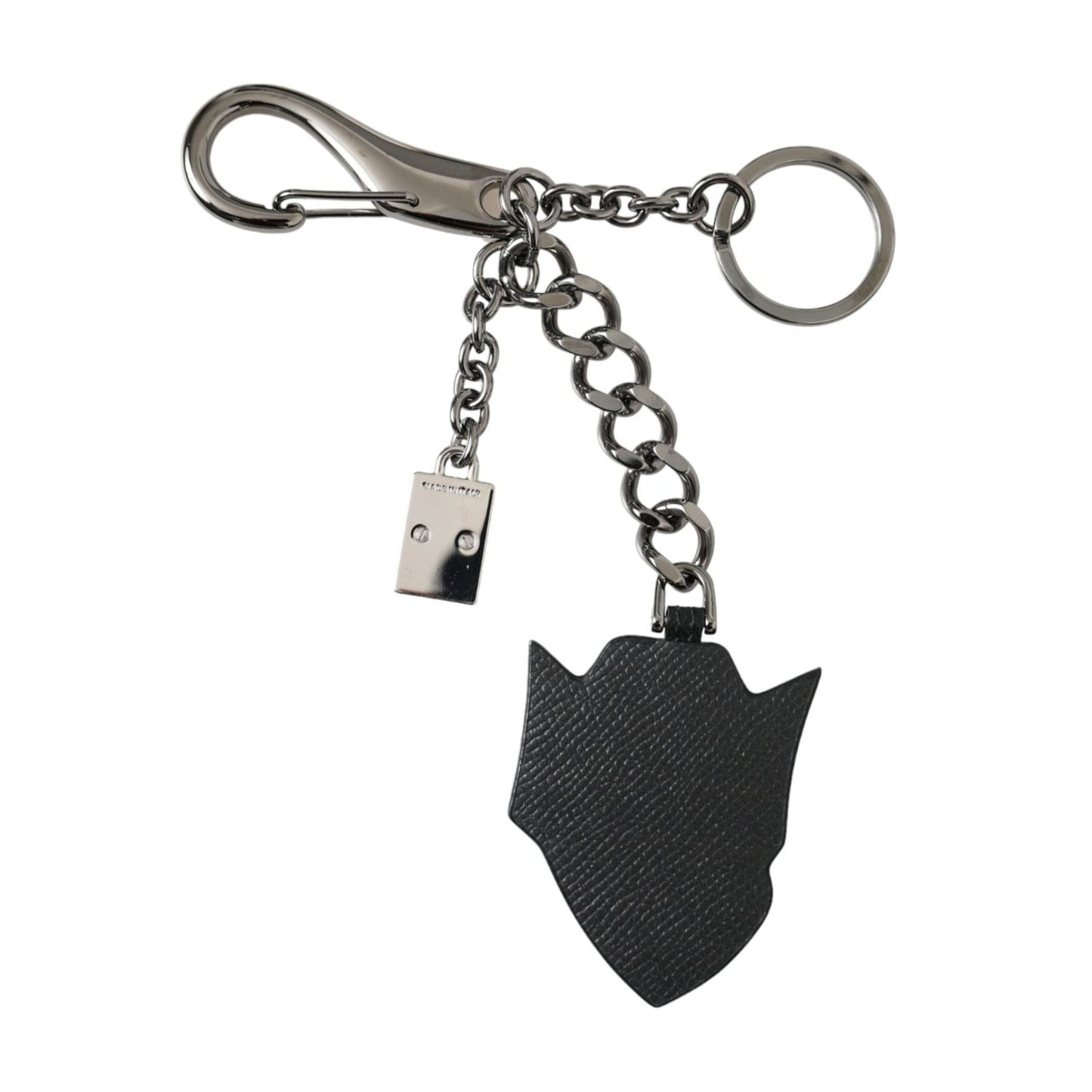 Dolce & Gabbana Black Prince Studs Logo Silver Brass Keychain Keyring SMY10339