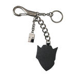 Dolce & Gabbana Black Prince Studs Logo Silver Brass Keychain Keyring SMY10339