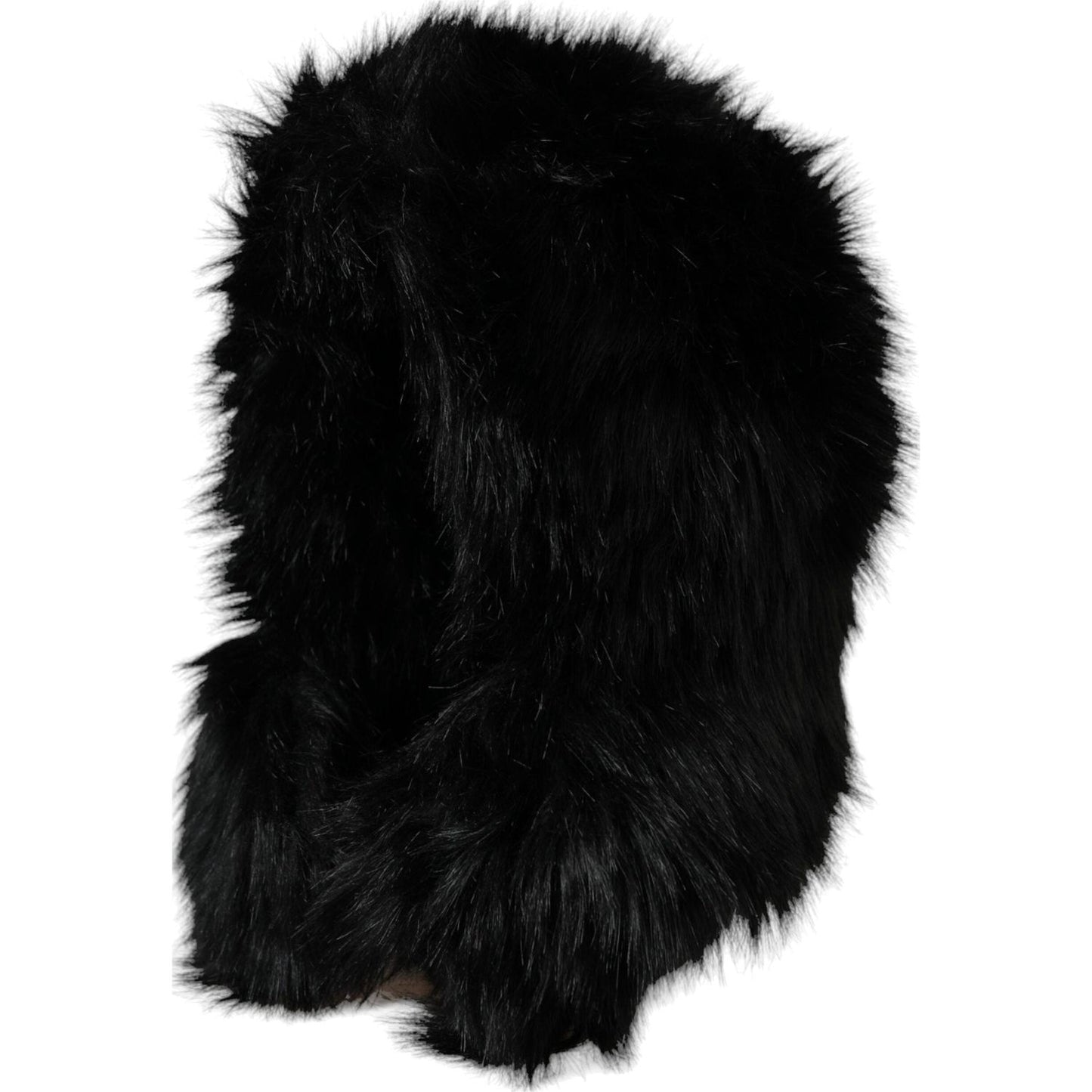 Dolce & Gabbana Black Faux Fur Whole Head Wrap Hat HAT9569-57