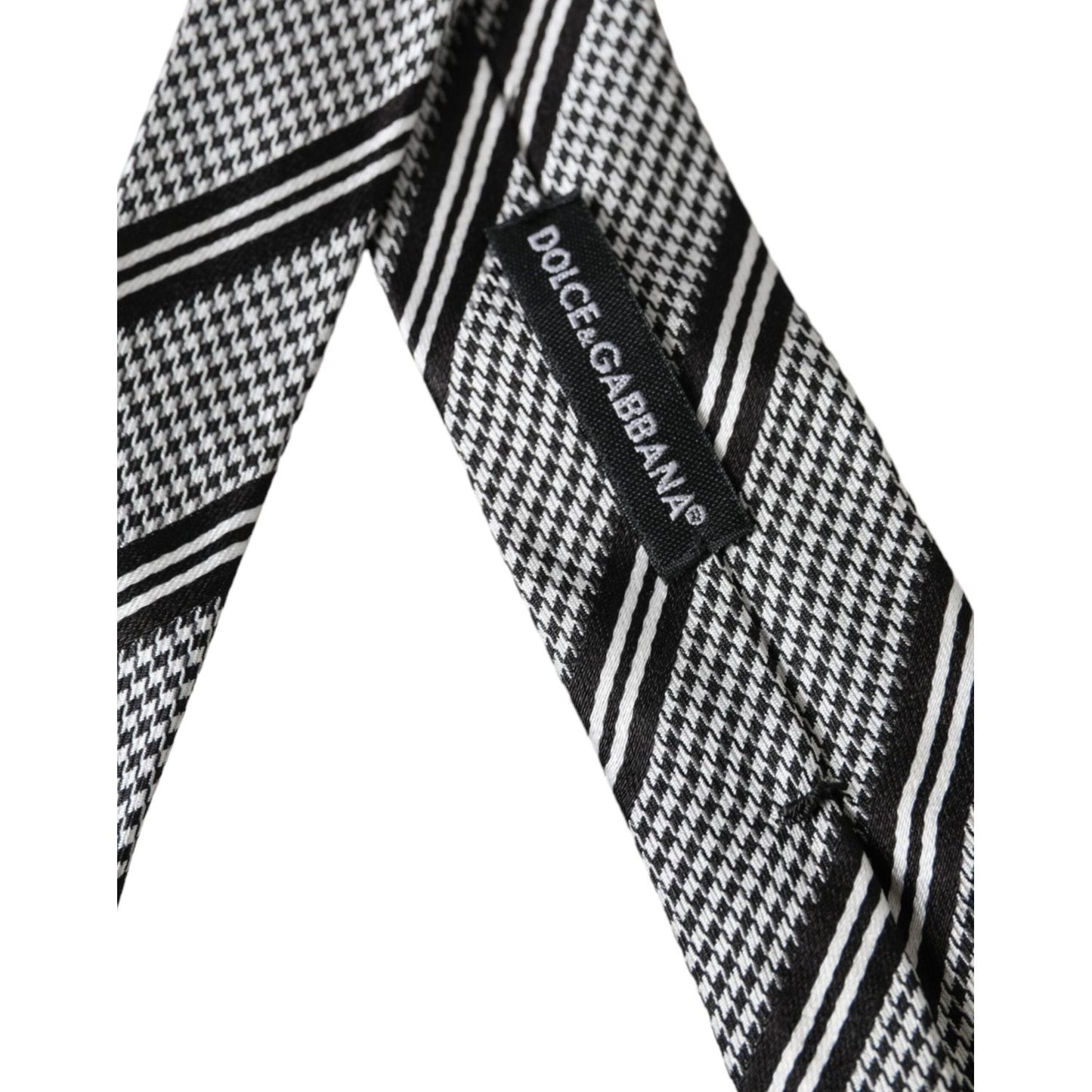 Dolce & Gabbana Black White Stripes Silk Adjustable Tie KRA3386