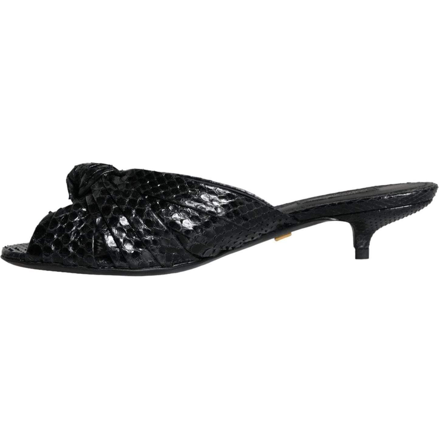 Dolce & Gabbana Black Leather Heels Slides Sandals Shoes LA11331-37