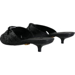 Dolce & Gabbana Black Leather Heels Slides Sandals Shoes LA11331-37