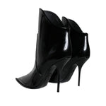 Dolce & Gabbana Black Patent Leather Pointed Ankle Boots Shoes LA11372-35