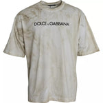 تي شيرت Dolce & Gabbana Off White Logo من القطن برقبة دائرية