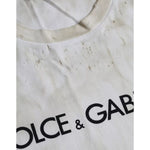تي شيرت Dolce & Gabbana Off White Logo من القطن برقبة دائرية