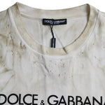 تي شيرت Dolce & Gabbana Off White Logo من القطن برقبة دائرية