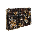 Dolce & Gabbana Multicolor Tweed Floral Clutch Evening Party Purse CrossBody Bag BAG1535
