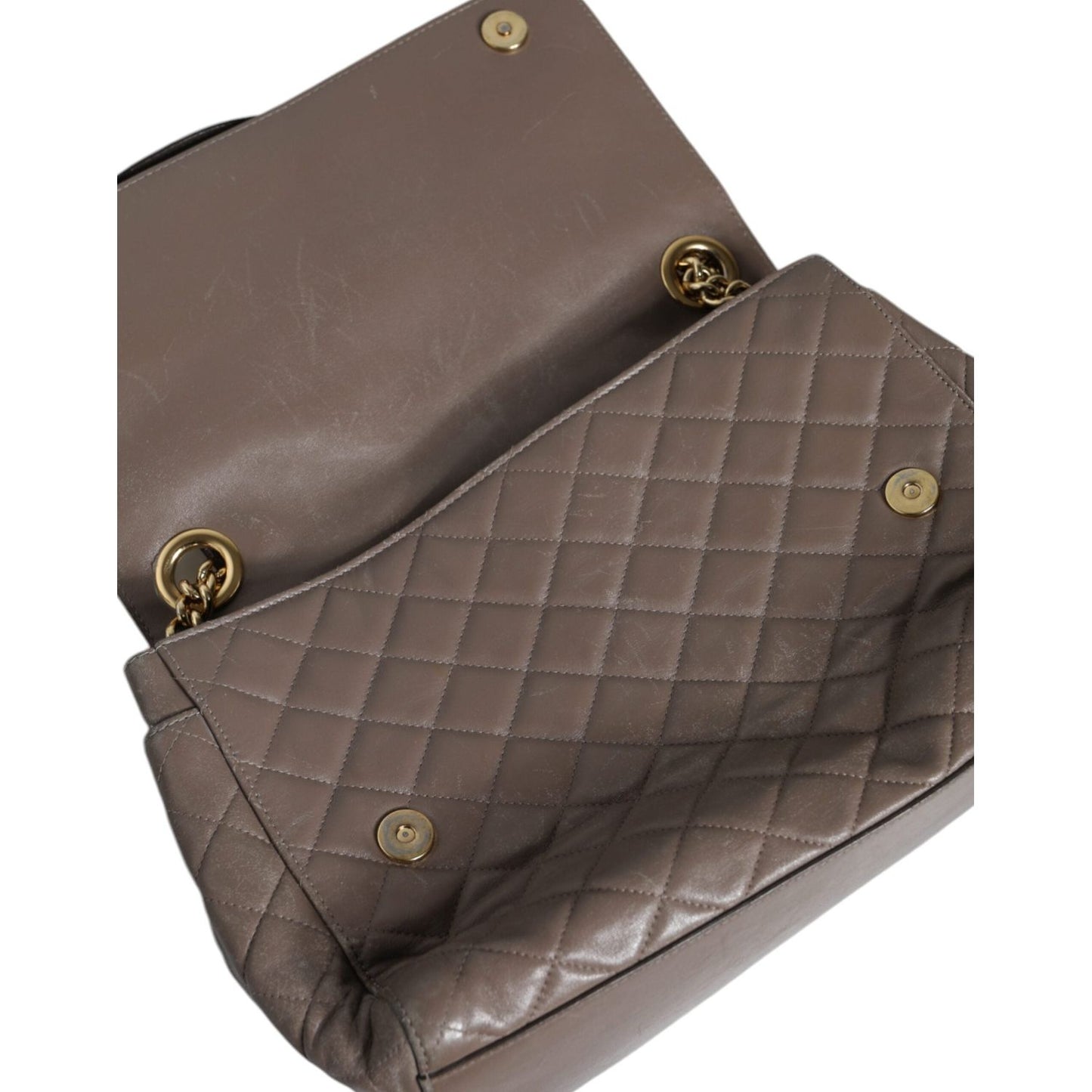 Dolce & Gabbana Brown Quilted Leather Shoulder Purse Satchel Bag BAG1538