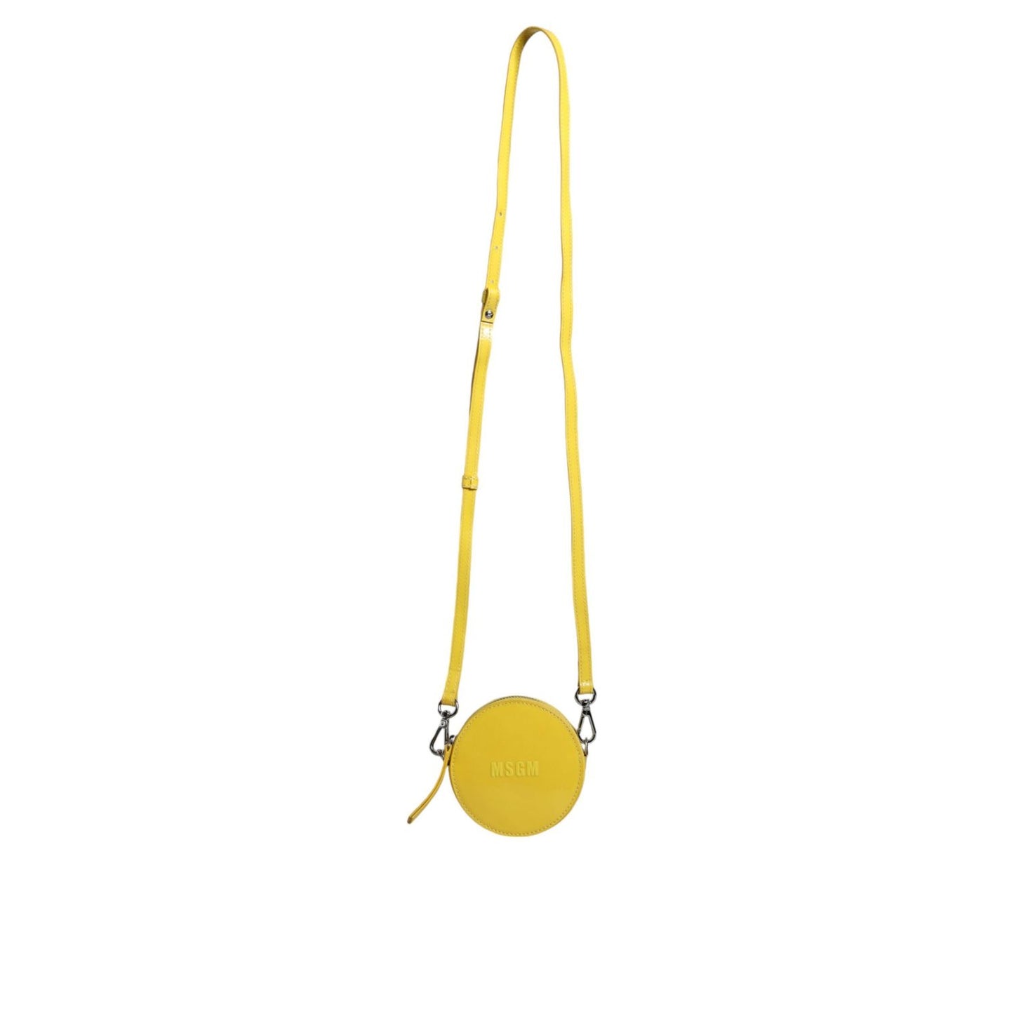 MSGM Yellow Leather Logo Crossbody Sling Shoulder Round Bag BAG1581