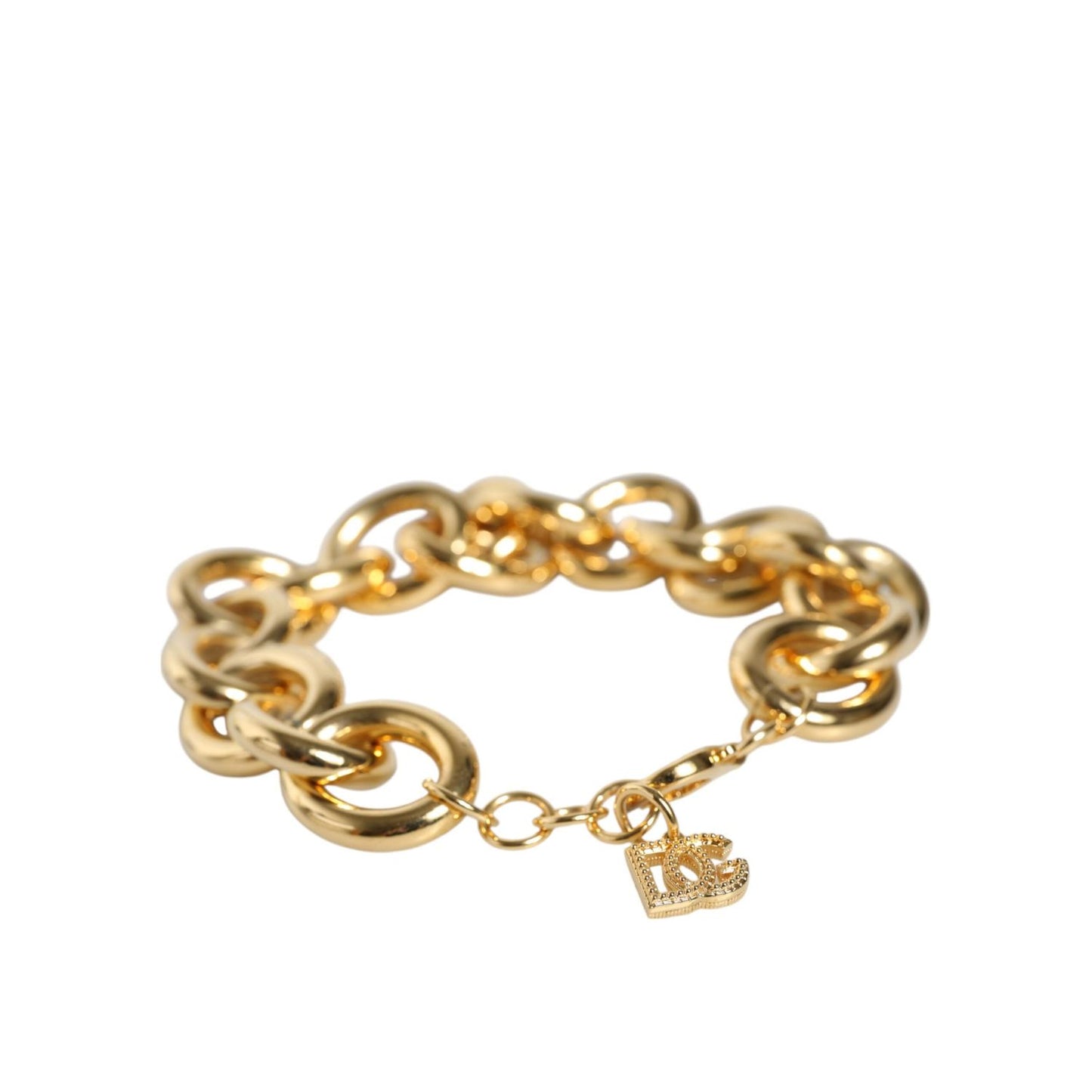 Dolce & Gabbana Gold Tone Brass Maxi Chain Lobster Clasp Logo Bracelet SMY10352