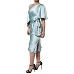 Dolce & Gabbana Mint Green Silk Fit Cut One Shoulder Dress DR28279-40
